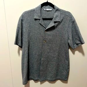Zara Gray Button Down Top Sz L